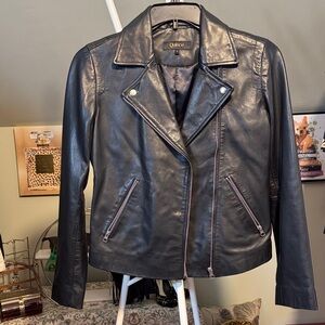 EUC Quince Classic Black Leather Moto Style Cropped Jacket Sheep Leather So Soft